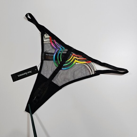 Ann Summers Rainbow / Black String Thong - Picture 3 of 4